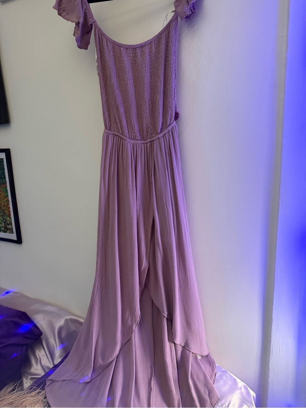 Lavender Flow Maxi Dress - Elegant Off-Shoulder Women’s Dress